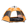 TREKCAMP Automatic Hexagonal Tent in orange and charcoal – 2–3 person hydraulic quick-setup camping tent
