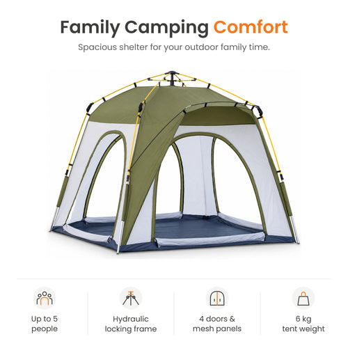 TREKCAMP Auto Family Tent — Green / White — Poster 2 of 13