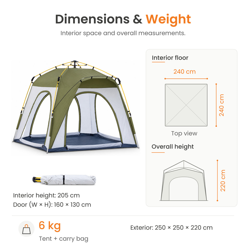 TREKCAMP Auto Family Tent — Green / White — Poster 3 of 13