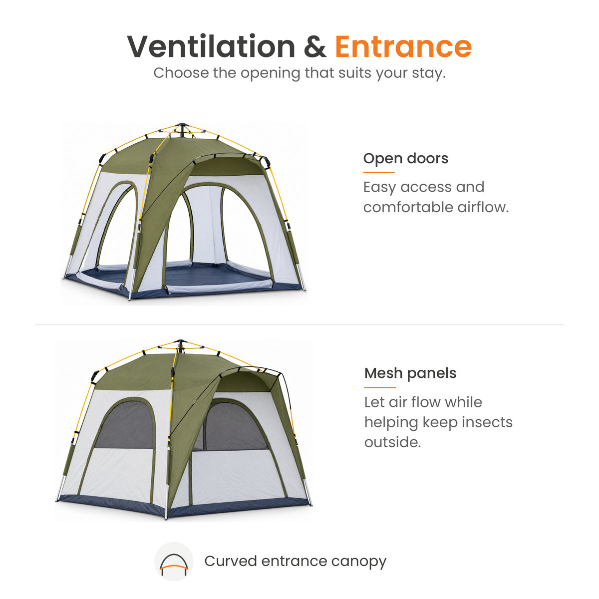 TREKCAMP Auto Family Tent — Green / White — Poster 4 of 13