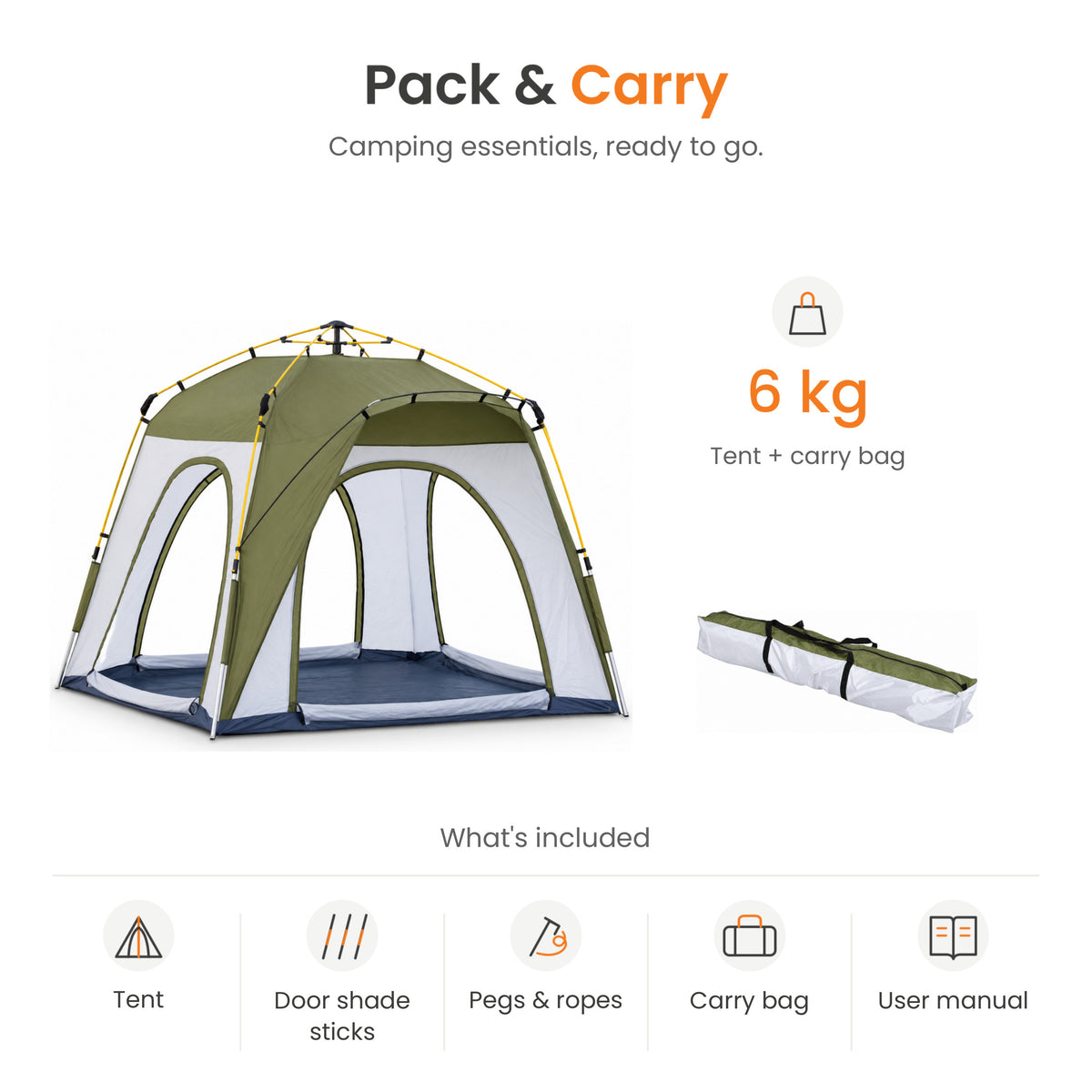 TREKCAMP Auto Family Tent — Green / White — Poster 11 of 13