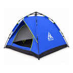 TREKCAMP Royal Blue Auto Hydraulic Tent — Main product view showing the dome tent and integrated fiberglass hydraulic frame