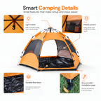 Automatic Hexagon Tent integrated hanging light hook, mobile mesh pocket, floor protection and pegs