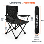 TREKCAMP Folding Camping Chair Black - dimensions