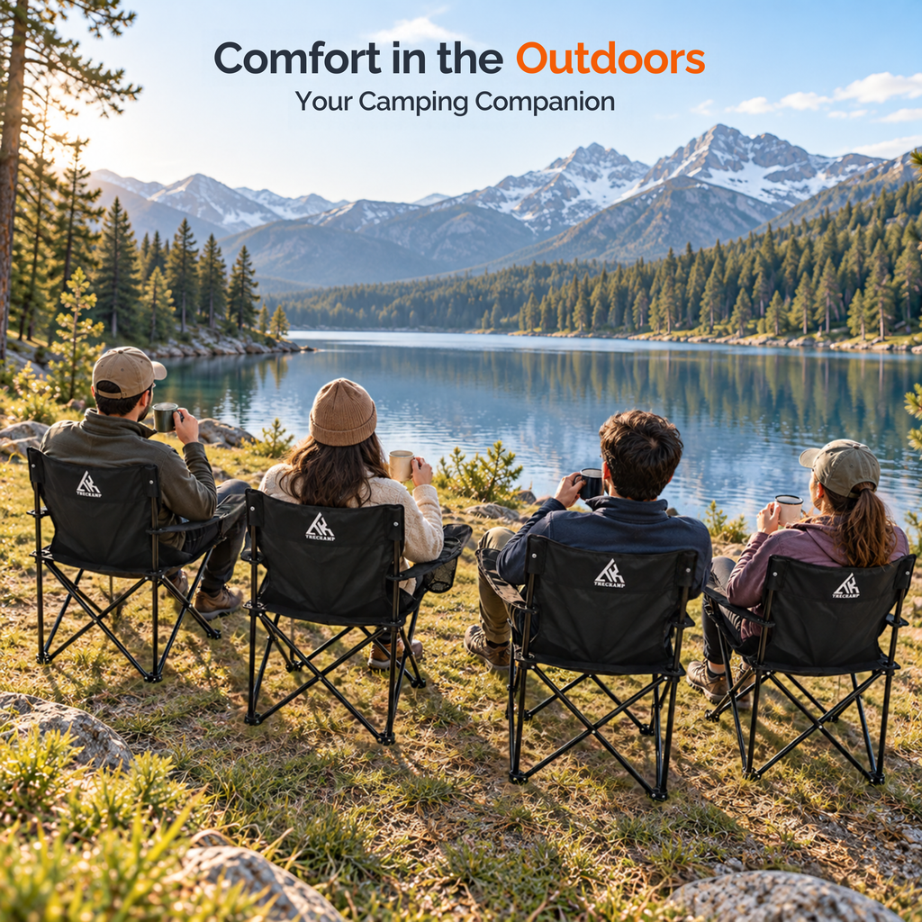 TREKCAMP Folding Camping Chair Black - outdoor use