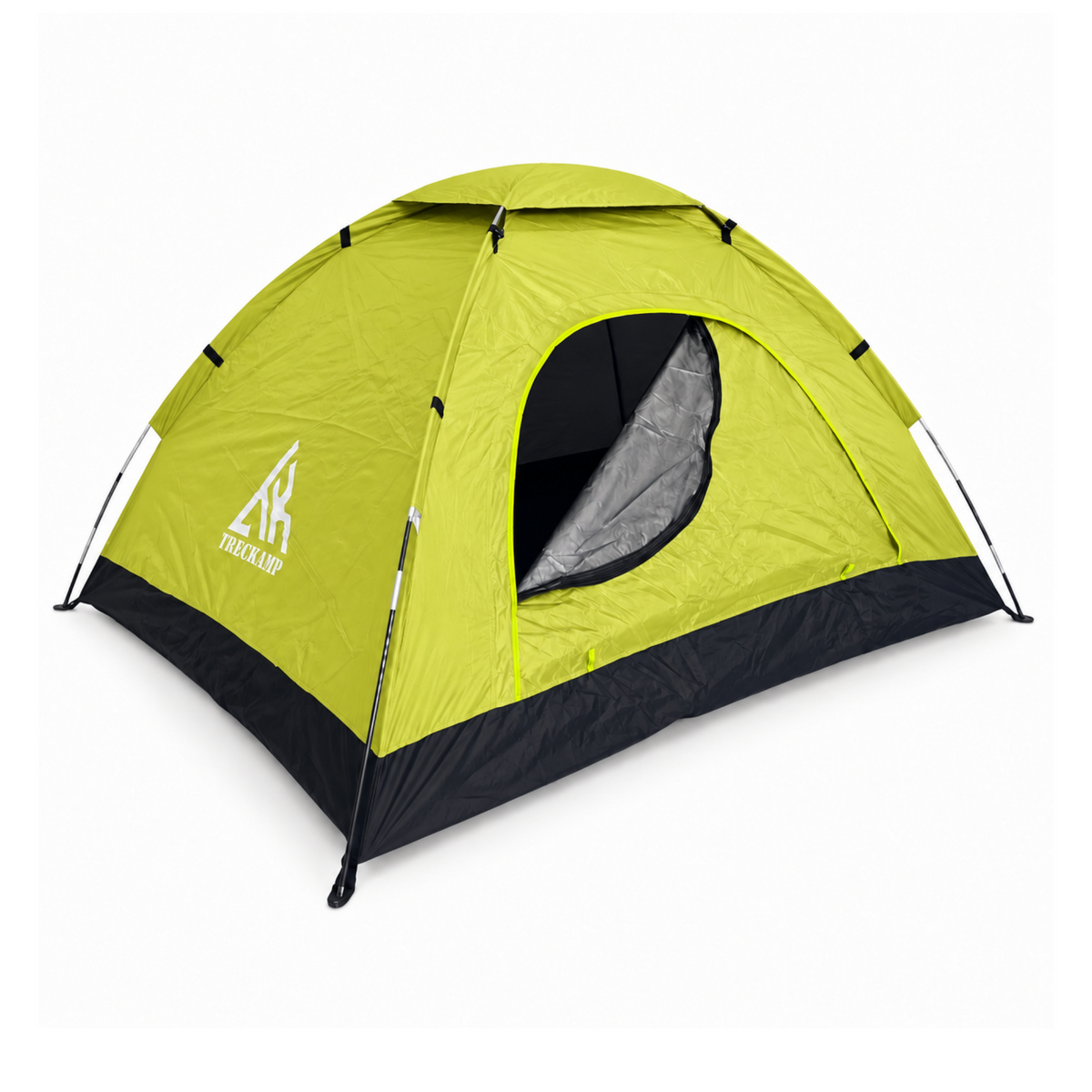 Fluorescent Yellow TREKCAMP Manual Camping Tent isolated front/side view on white background