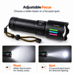 TREKCAMP RL-W522D flashlight showing wide flood and focused spot beams