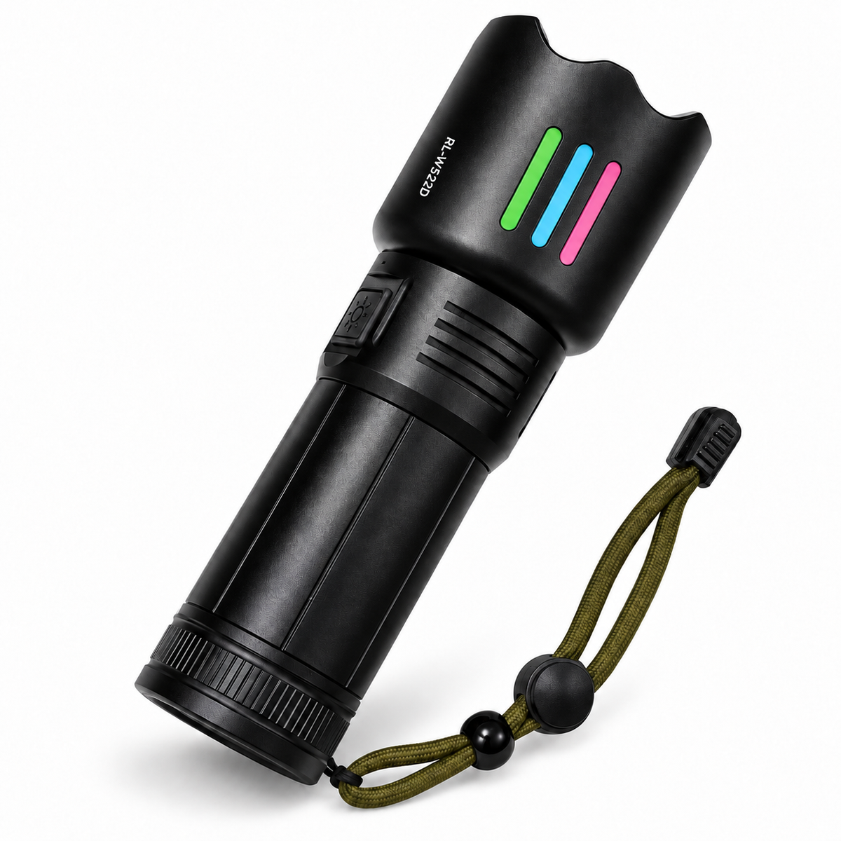 Black TREKCAMP RL-W522D rechargeable LED torch with wrist strap
