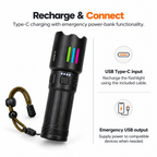 TREKCAMP RL-W522D torch with USB-C charging and emergency USB power output